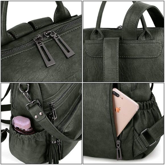 LMI Fashion Leather backpack-Dark Green main image 4